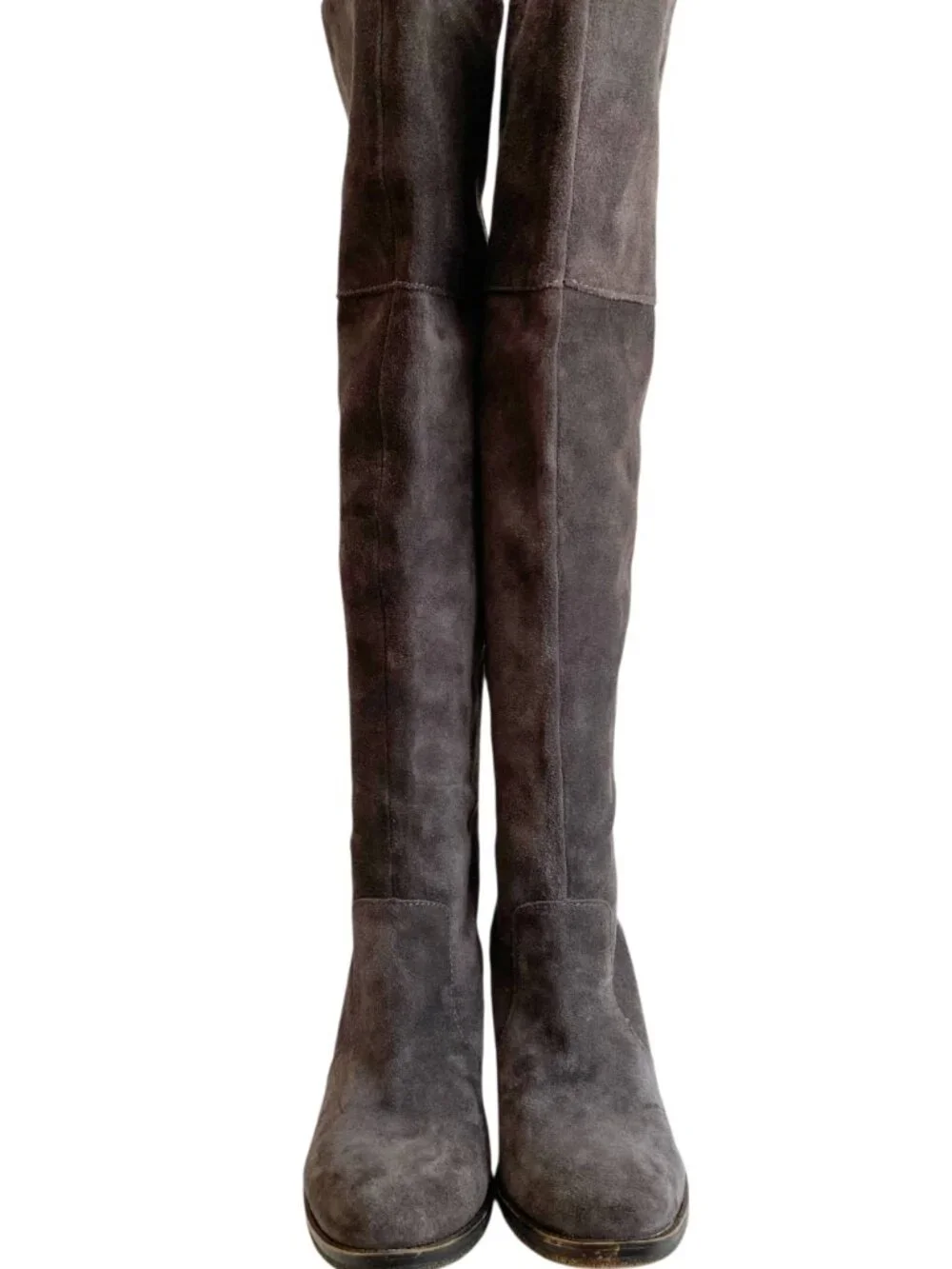 Lucky Brand Rayla Heeled Over the Knee OTK Boots Gray Suede Leather - Size 8